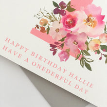 Load image into Gallery viewer, Pink Floral 1st Birthday Card
