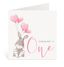 Load image into Gallery viewer, Somebunny Is One Card
