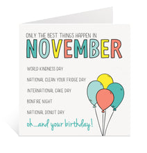 Load image into Gallery viewer, November Birthday Card
