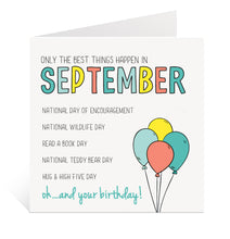 Load image into Gallery viewer, September Birthday Card
