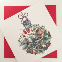 Load image into Gallery viewer, Robin Bauble Christmas Card
