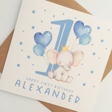 Load image into Gallery viewer, Elephant First Birthday Card

