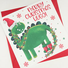 Load image into Gallery viewer, Dinosaur Christmas Card
