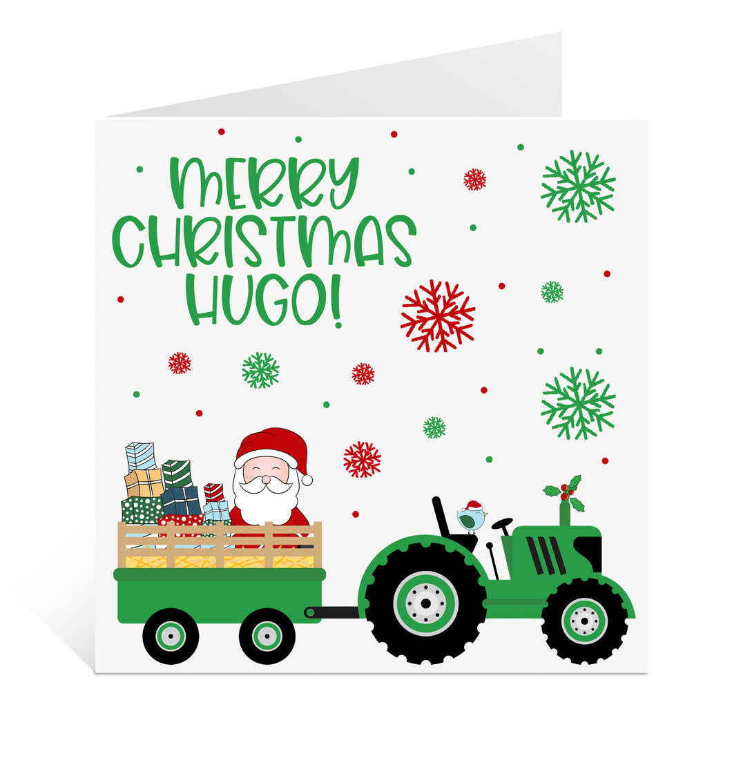 Santa Tractor Christmas Card