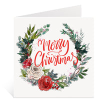 Load image into Gallery viewer, Floral Christmas Wreath Card
