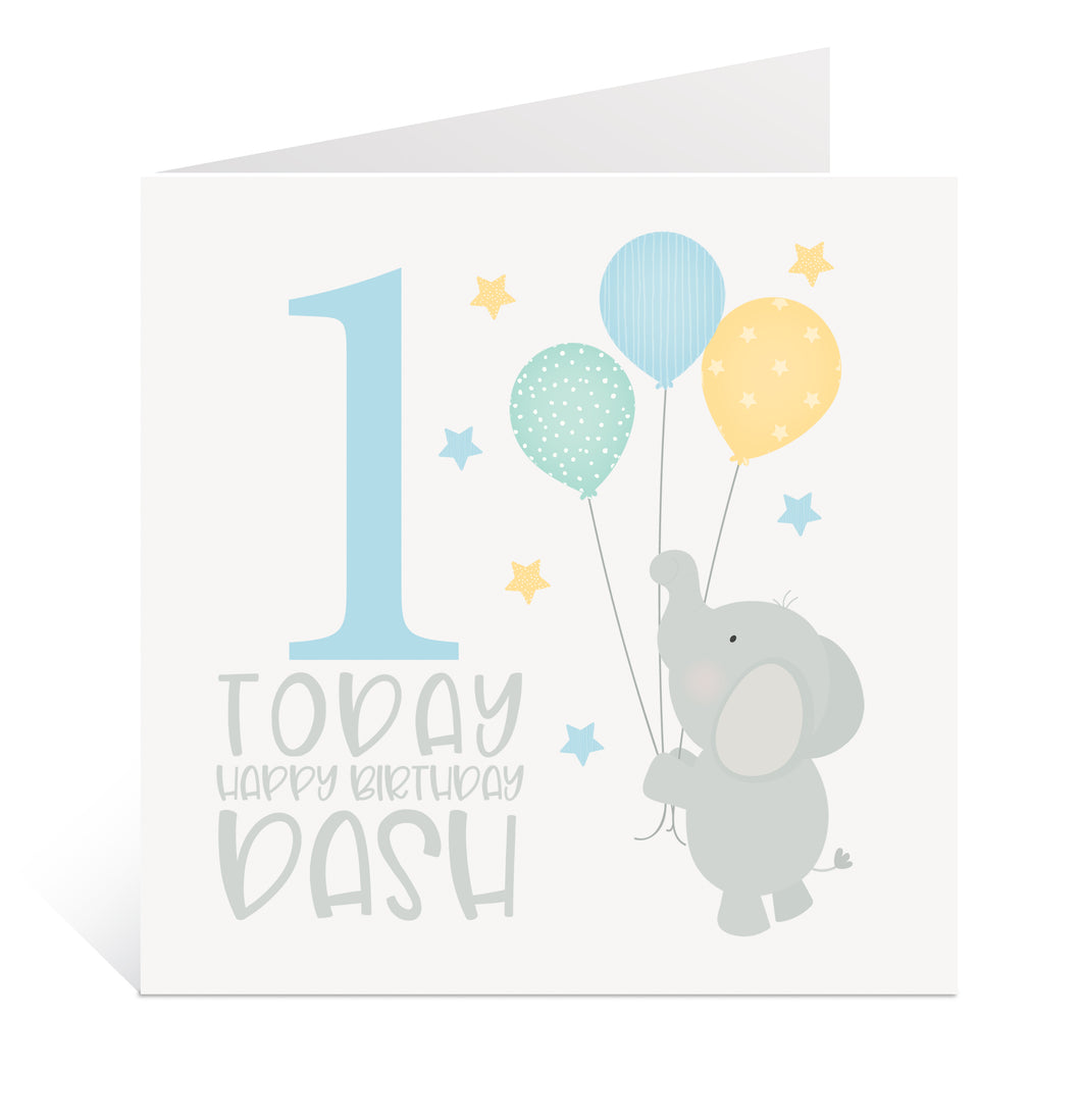 Elephant First Birthday Card