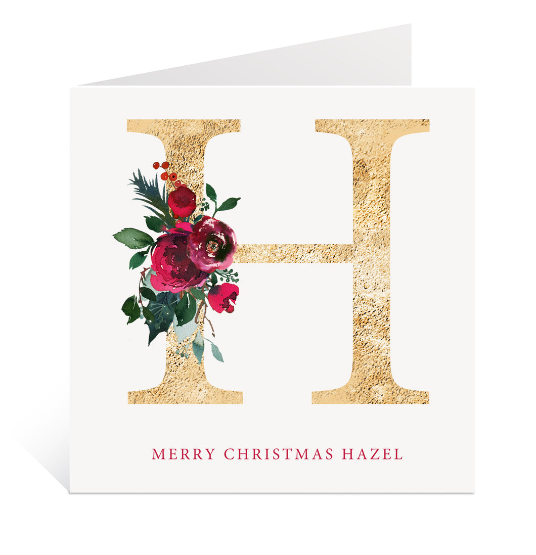 Gold Initial Christmas Card