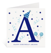 Load image into Gallery viewer, Blue Initial Birthday Card
