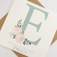 Load image into Gallery viewer, Sage Initial New Baby Girl Card
