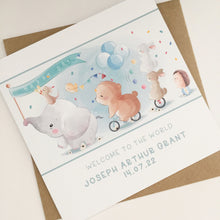 Load image into Gallery viewer, Personalised New Baby Boy Card
