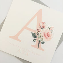 Load image into Gallery viewer, Pink Initial New Baby Girl Card
