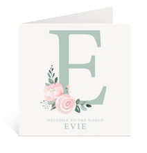 Load image into Gallery viewer, Sage Initial New Baby Girl Card
