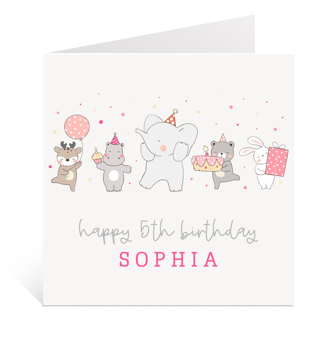 Pink Party Animal Birthday Card