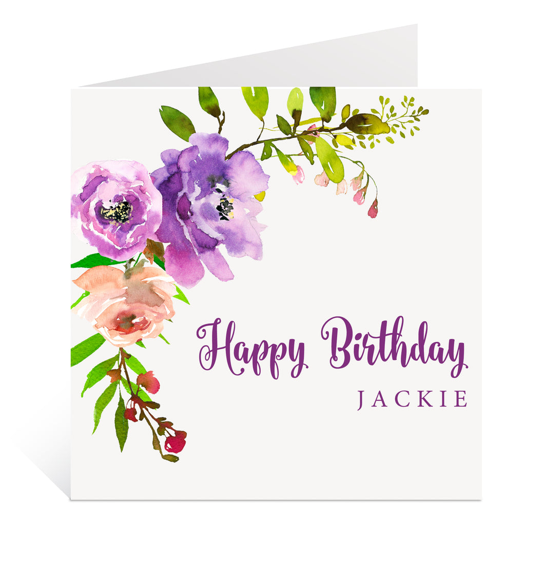 Purple Floral Birthday Card