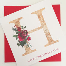 Load image into Gallery viewer, Gold Initial Christmas Card
