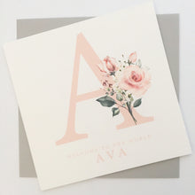 Load image into Gallery viewer, Pink Initial New Baby Girl Card

